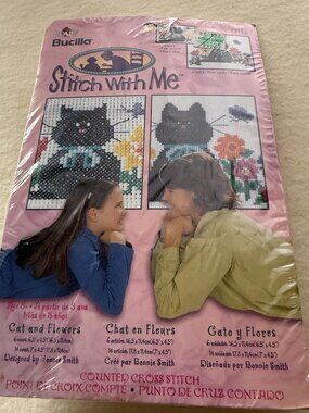 Bucilla Gardening Kittens Stamped Cross Stitch Kit 42463 Linda Gillum 14x11 Cats